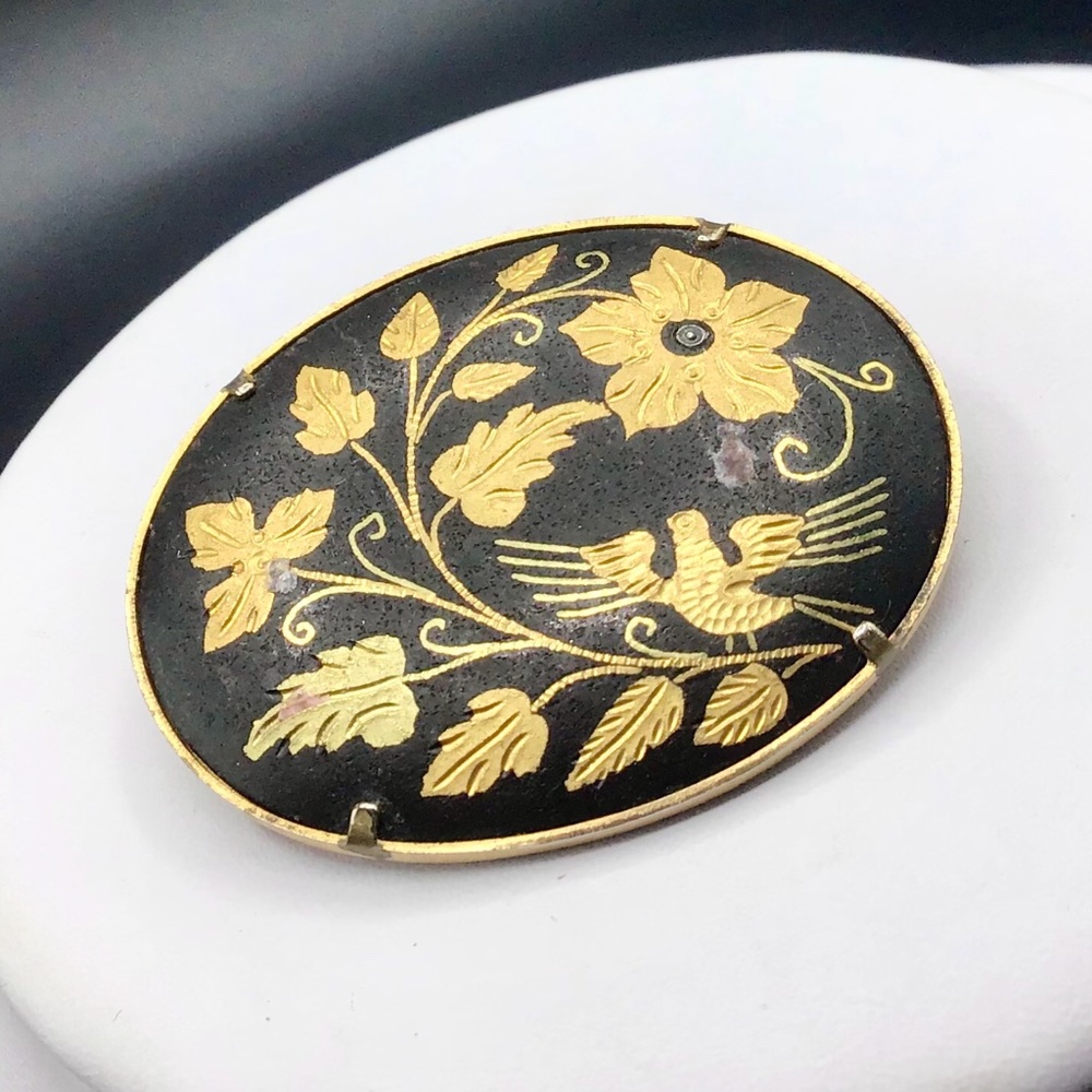 🌺1940’s Vintage Damascene Brooch